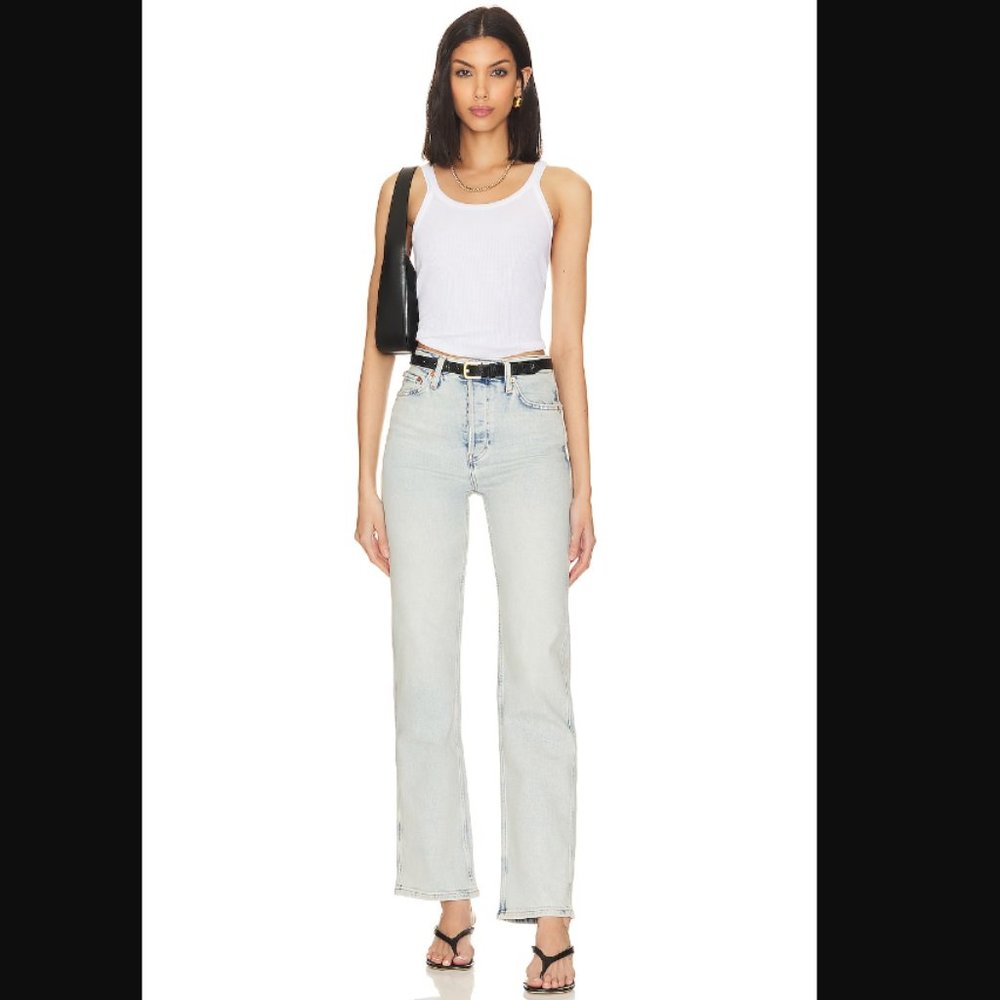 REDONE COMFORT STRETCH HIGH RISE LOOSE JEANS IN VAPOR WAVE Size 27 NWT